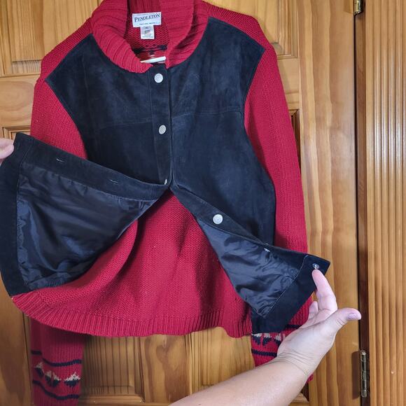 Vintage RARE 90s Pendleton Wool Suede Jacket Aztec Southwest Size XL - Picture 3 of 4